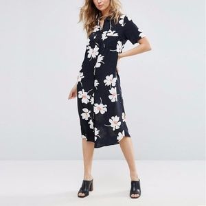 ASOS Vila Floral Print Midi Shirt Dress - Small